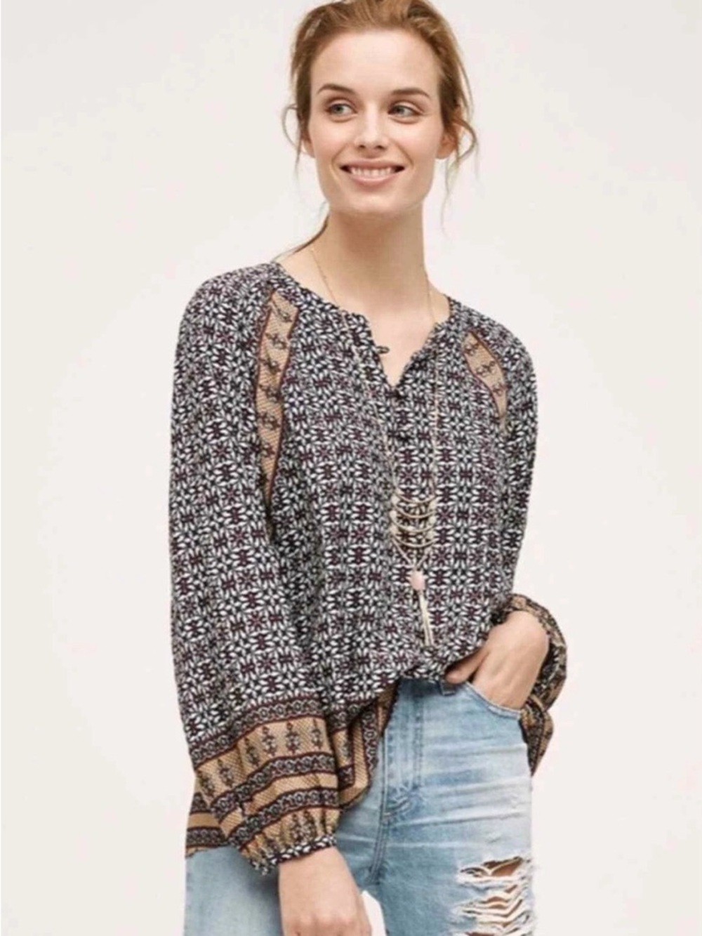 Anthropologie 11•1•Tylho Aubine Long Sleeve Peasant Top